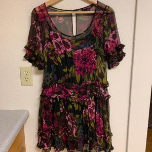 Vintage Silk Betsey Johnson floral dress